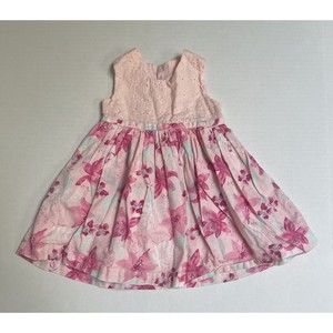 Pumpkin Patch Dress Baby Girl 6-12m Pink Anglaise Floral Lined Sleeveless